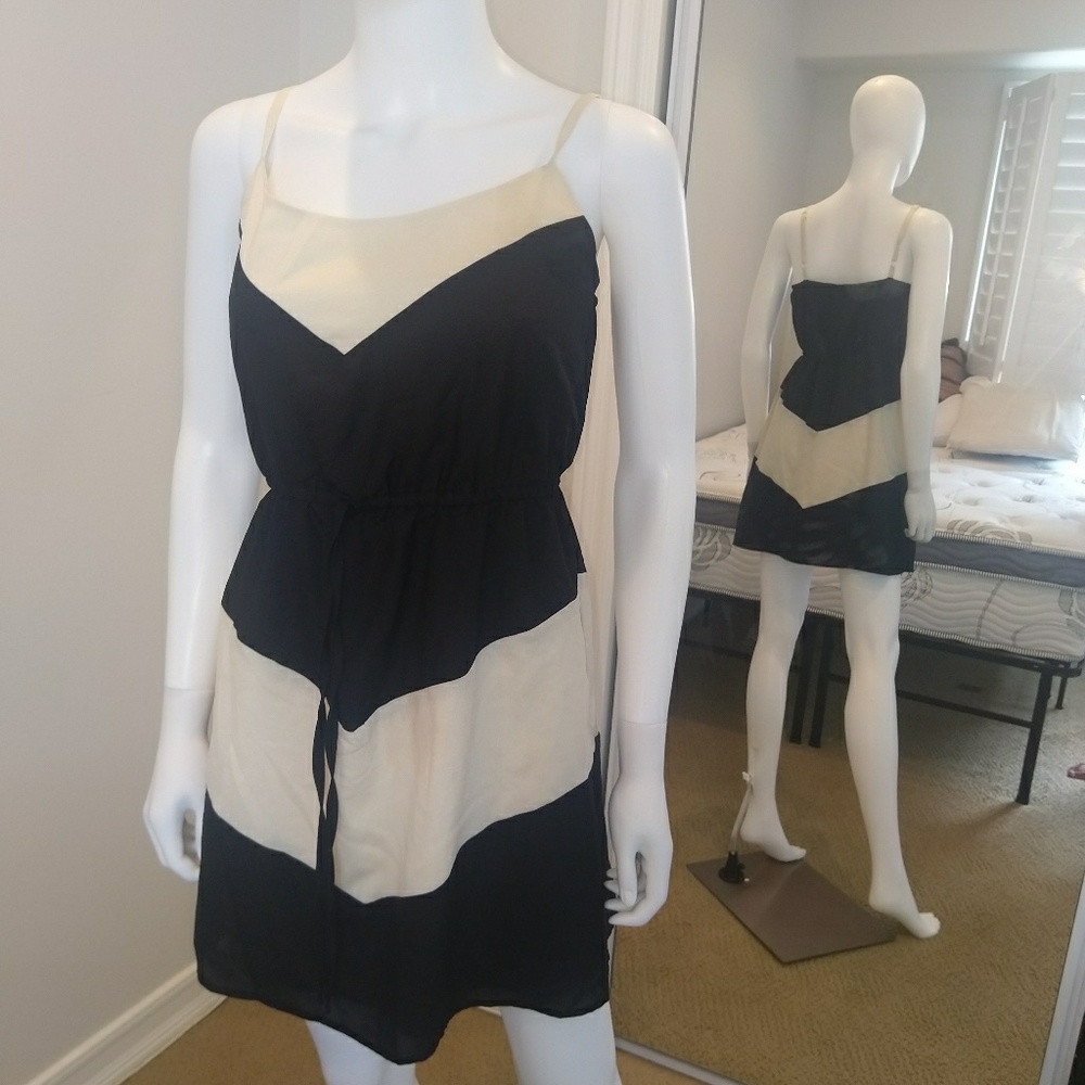 Black and Creme thin strapped dress
